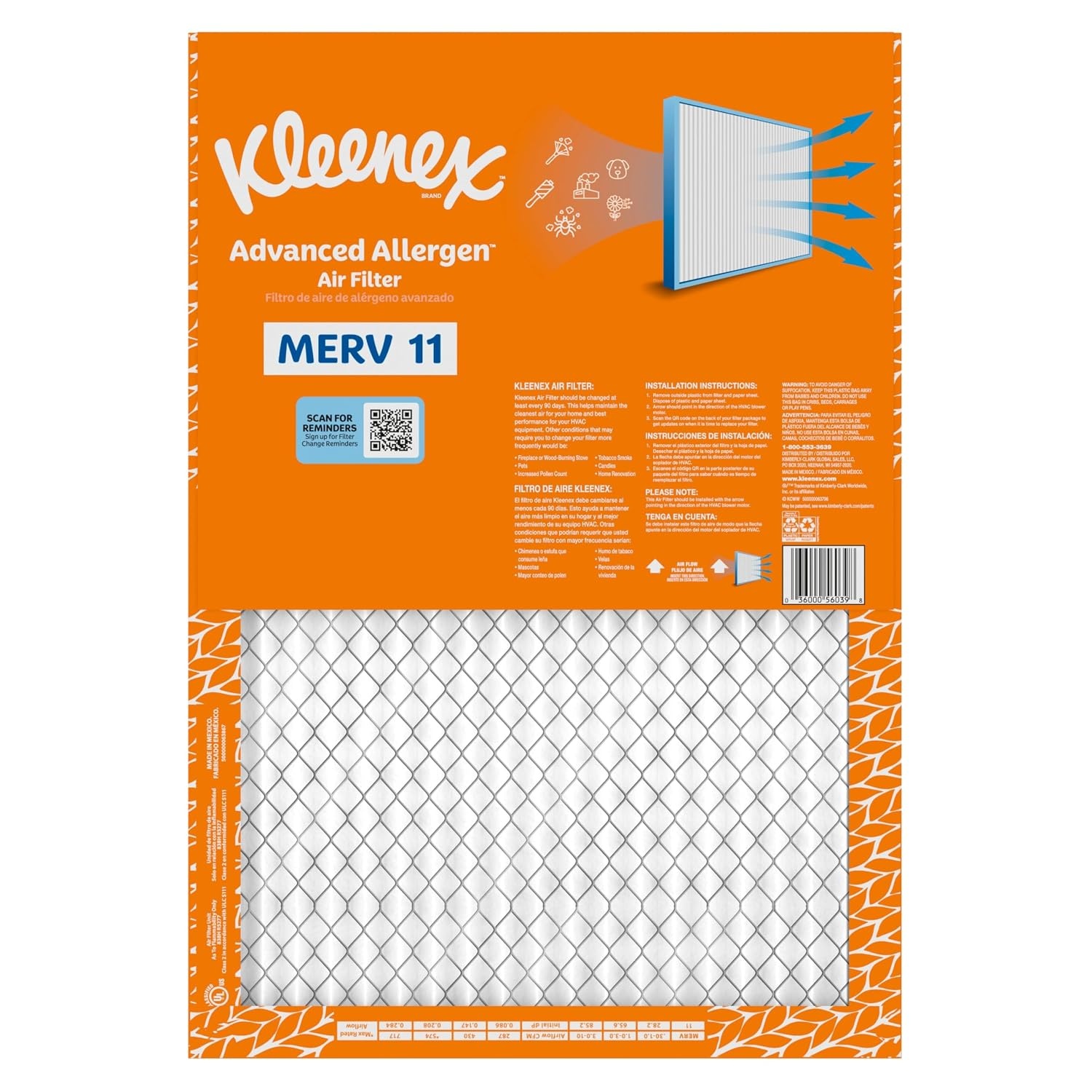 image:imageKleenex Advanced Allergen Air Filter 16x25x1 Inches 11 MERV RATING 4Pack14x20x1