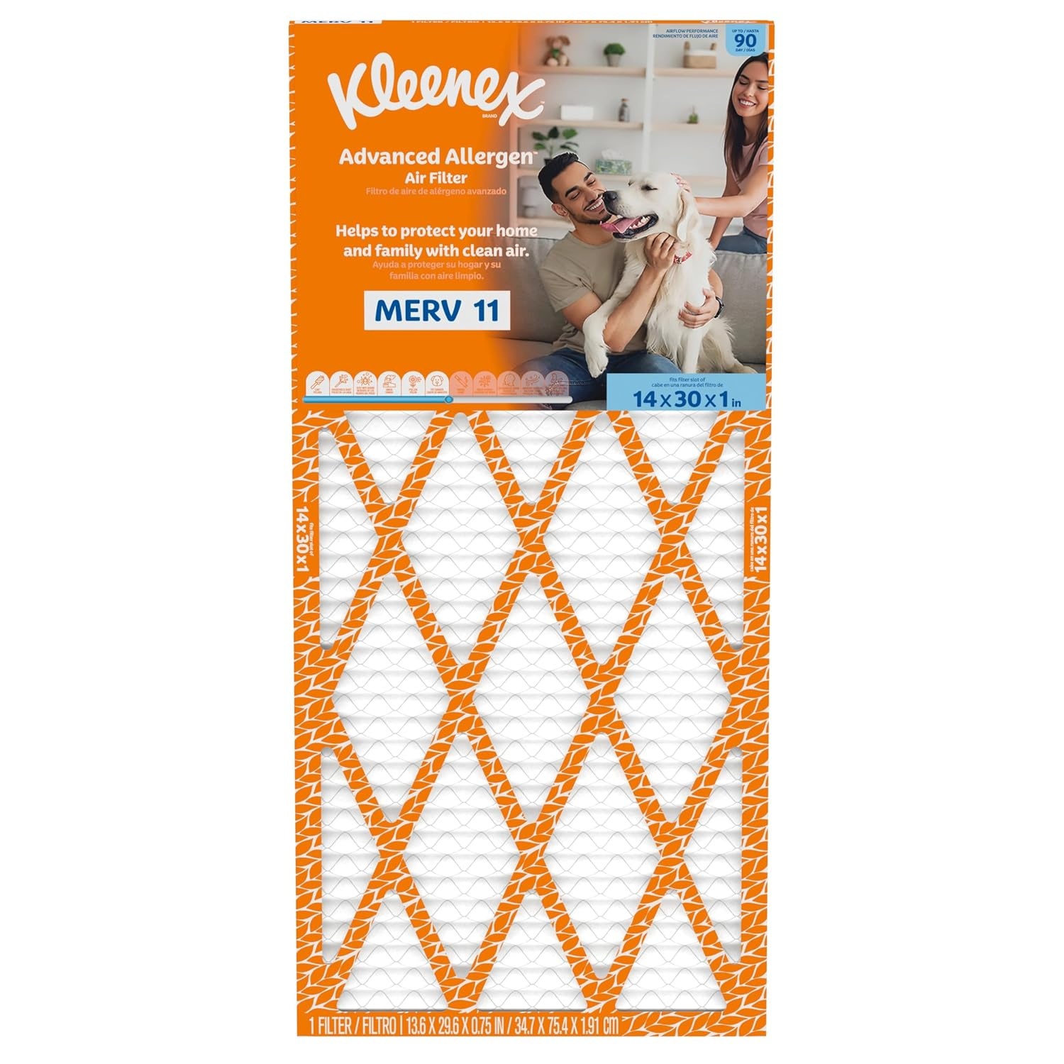image:imageKleenex Advanced Allergen Air Filter 16x25x1 Inches 11 MERV RATING 4Pack14x30x1