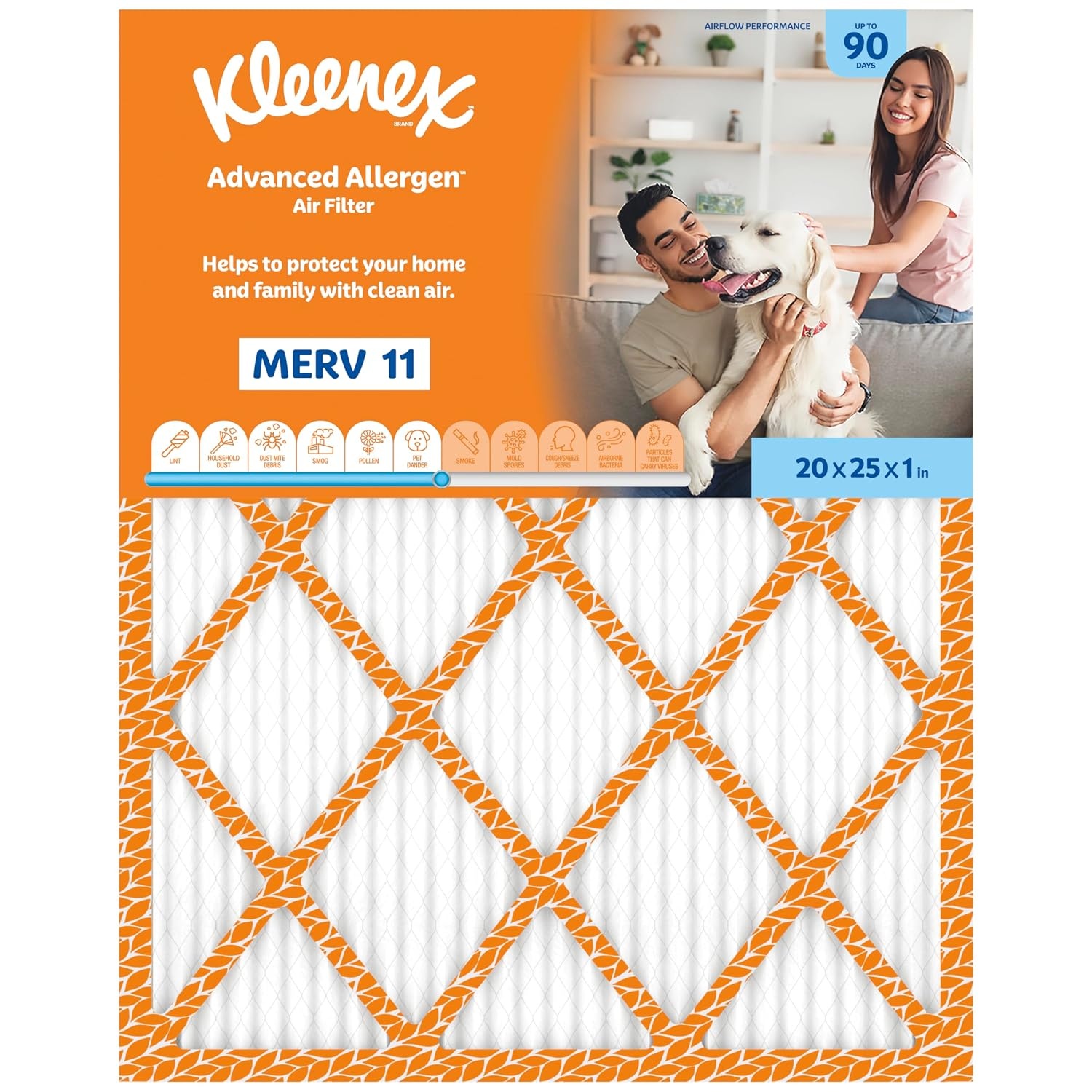 image:imageKleenex Advanced Allergen Air Filter 16x25x1 Inches 11 MERV RATING 4Pack20x25x1
