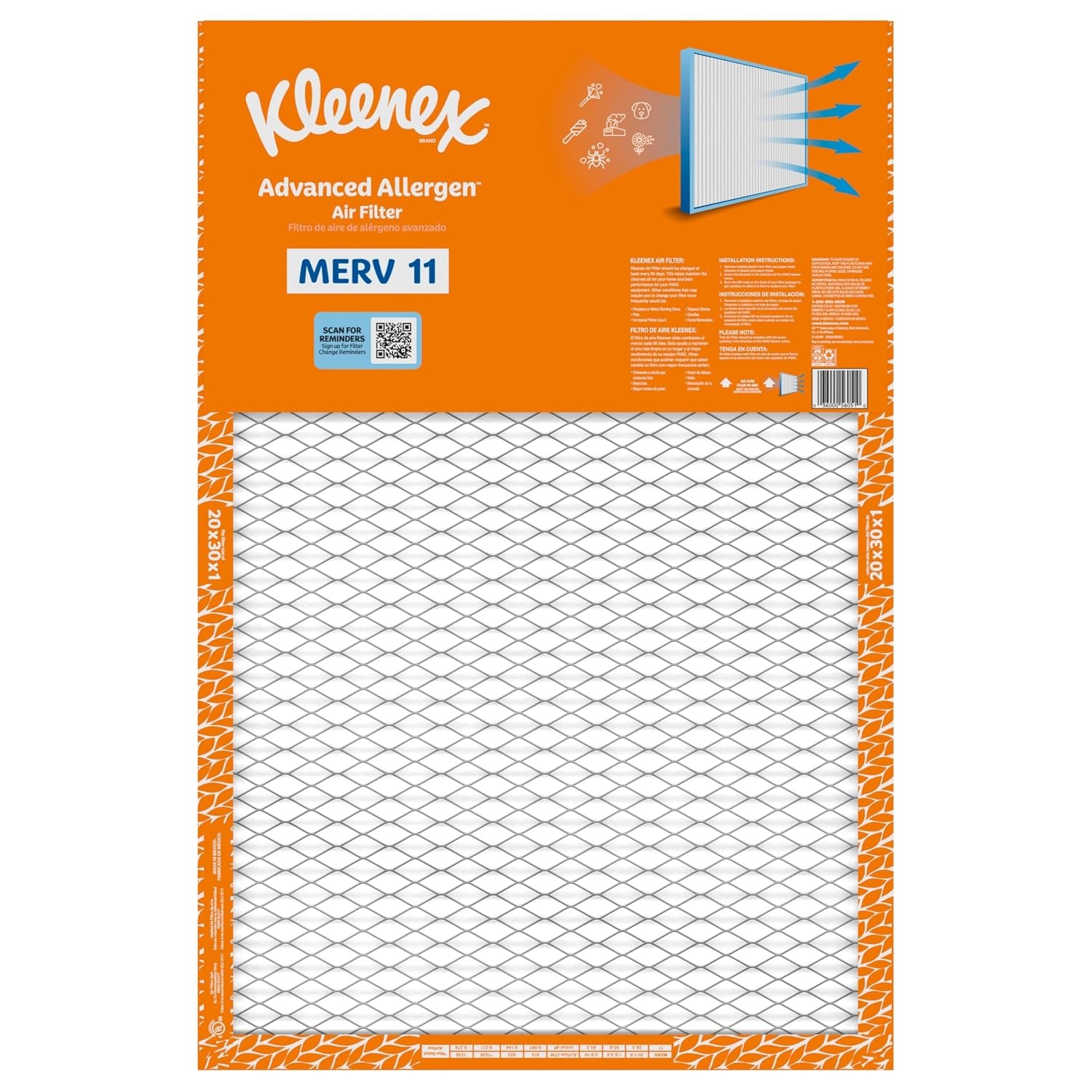 image:imageKleenex Advanced Allergen Air Filter 16x25x1 Inches 11 MERV RATING 4Pack20x30x1