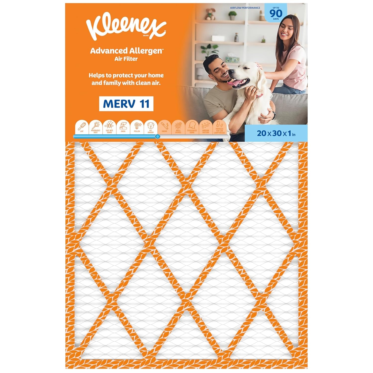 image:imageKleenex Advanced Allergen Air Filter 16x25x1 Inches 11 MERV RATING 4Pack20x30x1