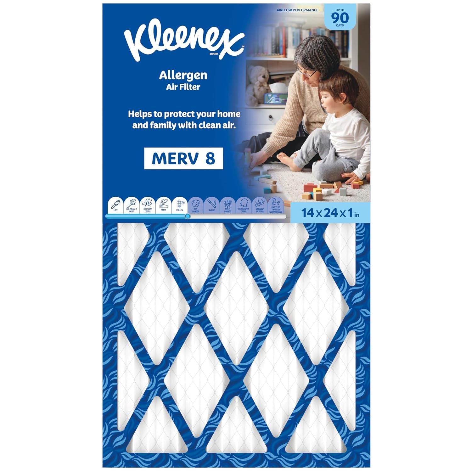 image:imageKleenex Allergen Air Filter 16x25x1 Inches 8 MERV RATING 4Pack14x24x1
