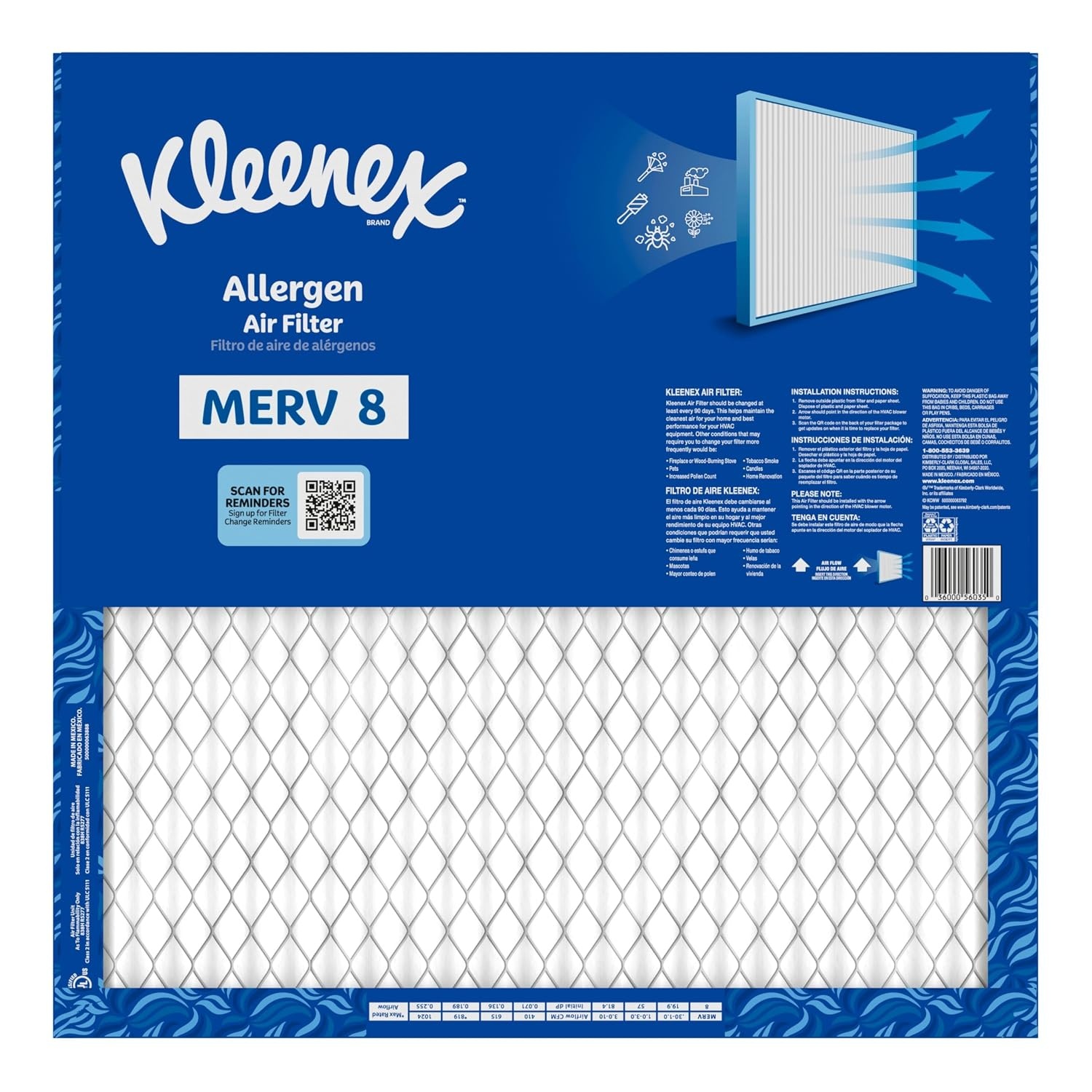 image:imageKleenex Allergen Air Filter 16x25x1 Inches 8 MERV RATING 4Pack20x20x1