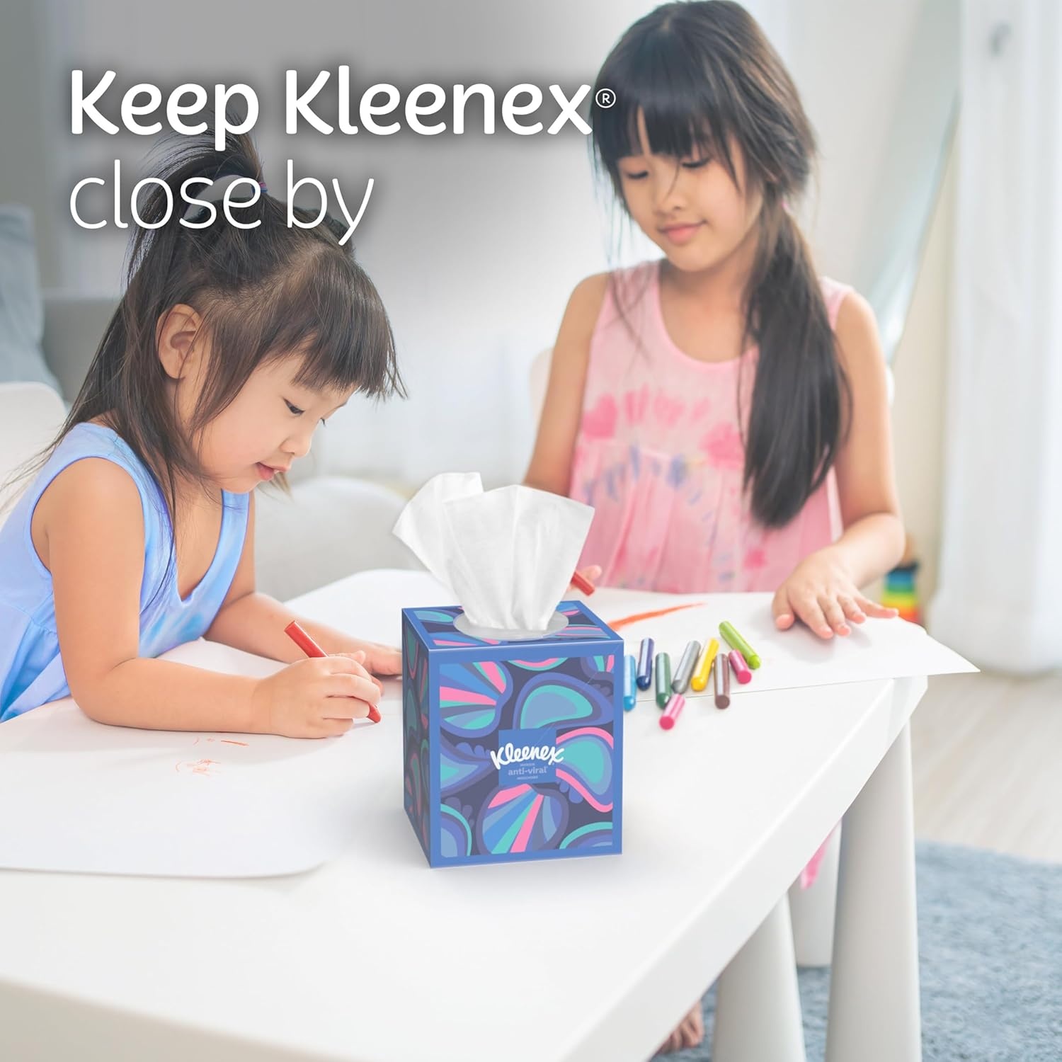 image:imageKleenex AntiViral Facial Tissues 6 Cube Boxes 55 Tissues per Box 3Ply 330 Total Packaging May VaryWhite