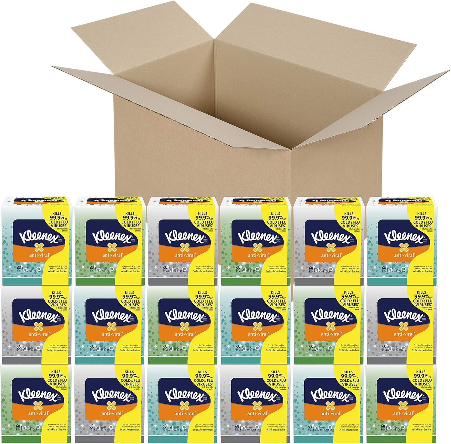 image:imageKleenex AntiViral Facial Tissues 6 Cube Boxes 55 Tissues per Box 3Ply 330 Total Packaging May VaryWhite