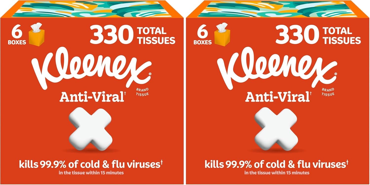 image:imageKleenex AntiViral Facial Tissues 6 Cube Boxes 55 Tissues per Box 3Ply 330 Total Packaging May VaryWhite