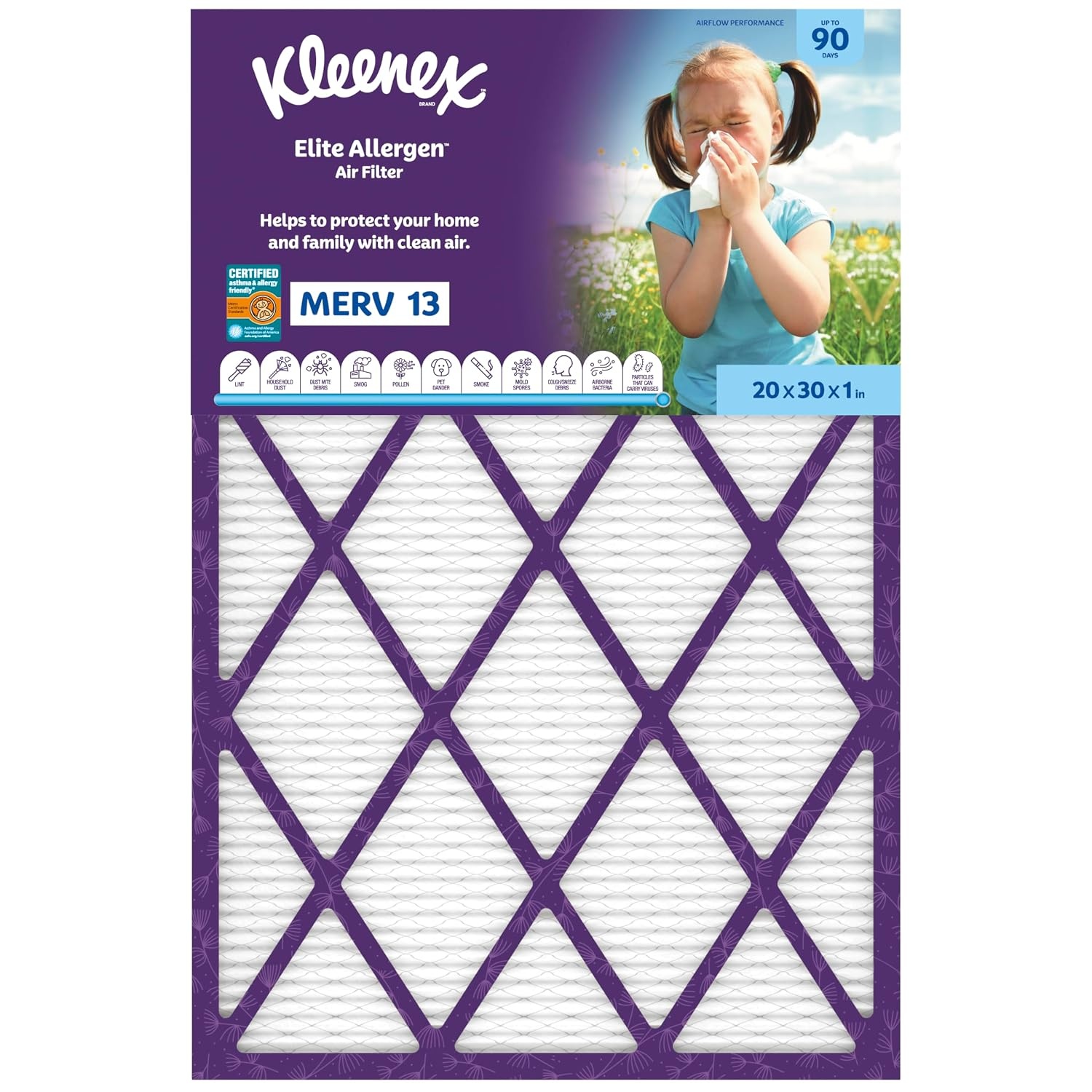 image:imageKleenex Elite Allergen Air Filter 16x25x1 Inches 13 MERV RATING 2Pack20x30x1