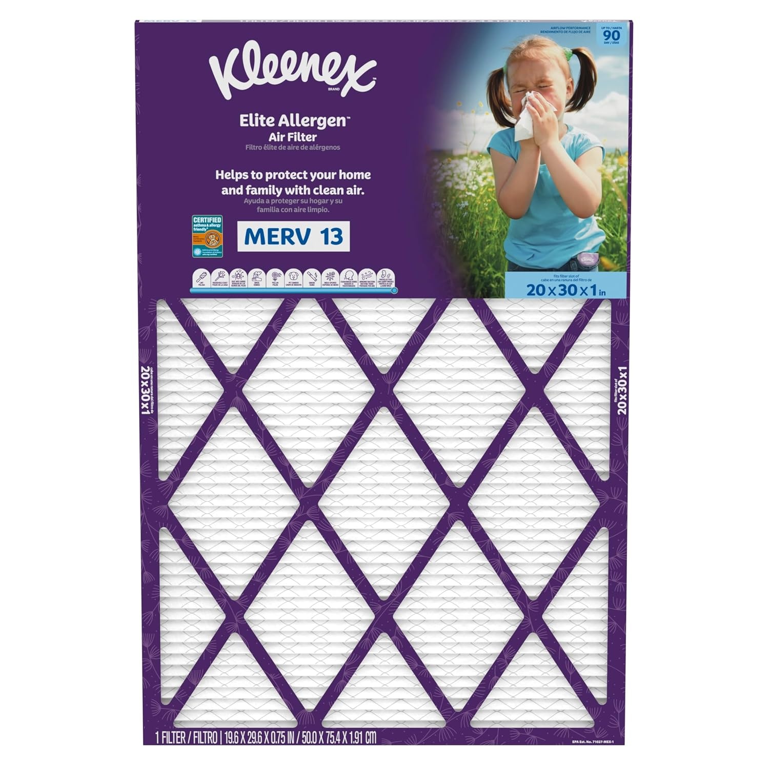 image:imageKleenex Elite Allergen Air Filter 16x25x1 Inches 13 MERV RATING 2Pack20x30x1