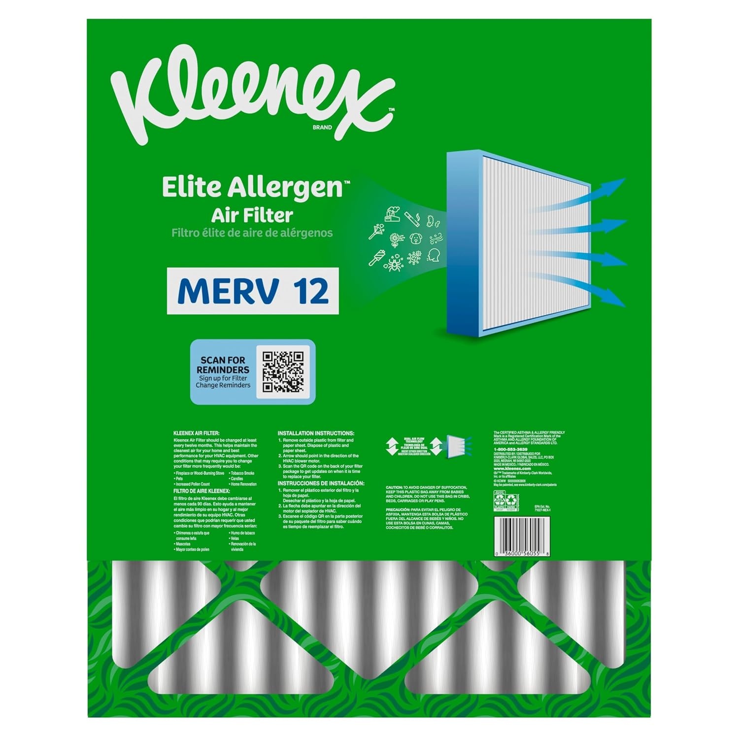 image:imageKleenex Elite Allergen Air Filter 20x25x4 Inches 12 MERV RATING 2Pack16x20x4