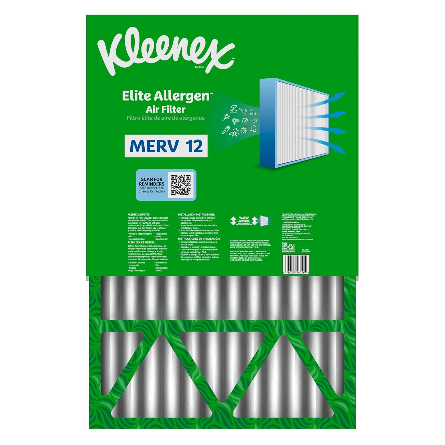 image:imageKleenex Elite Allergen Air Filter 20x25x4 Inches 12 MERV RATING 2Pack16x25x5