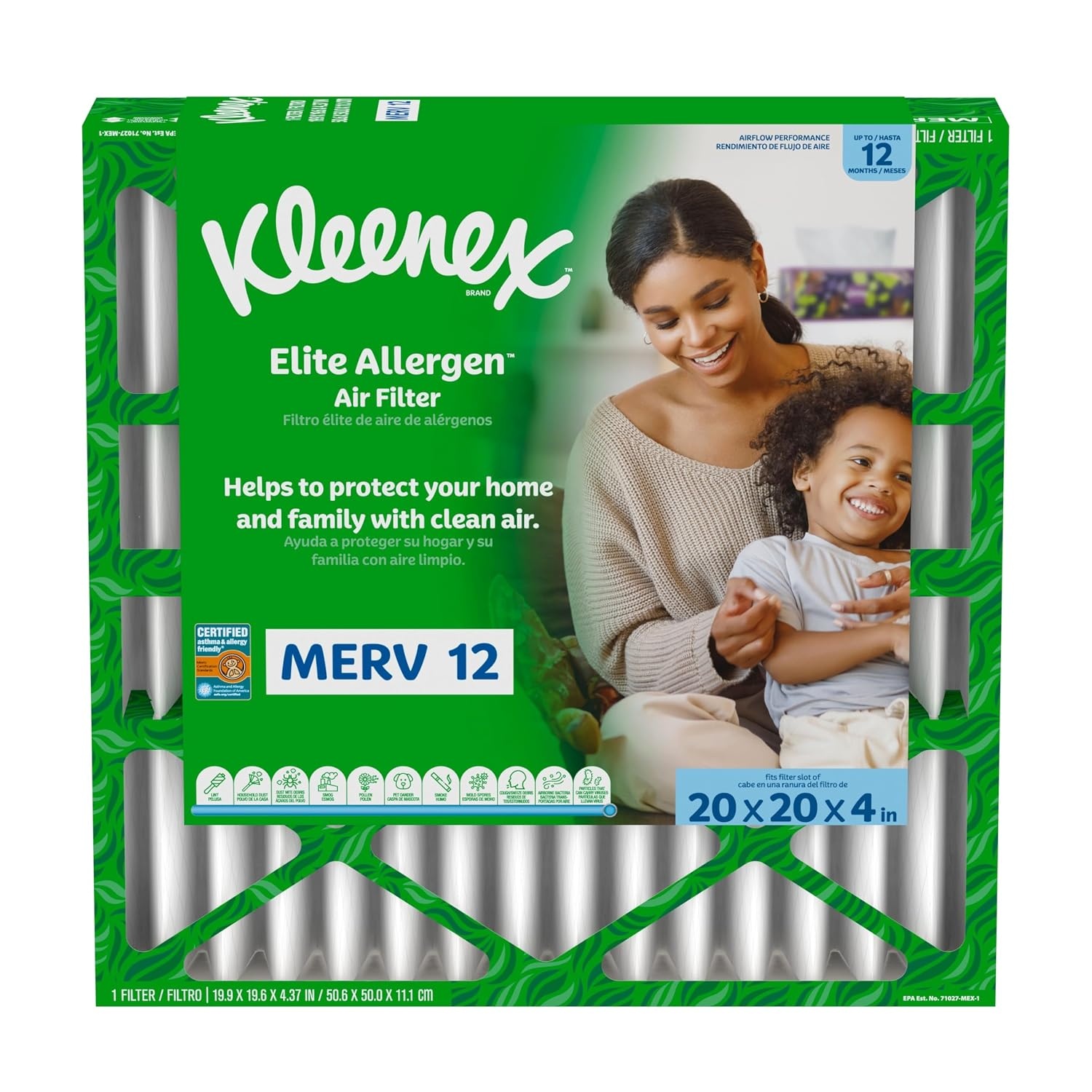 image:imageKleenex Elite Allergen Air Filter 20x25x4 Inches 12 MERV RATING 2Pack20x20x4