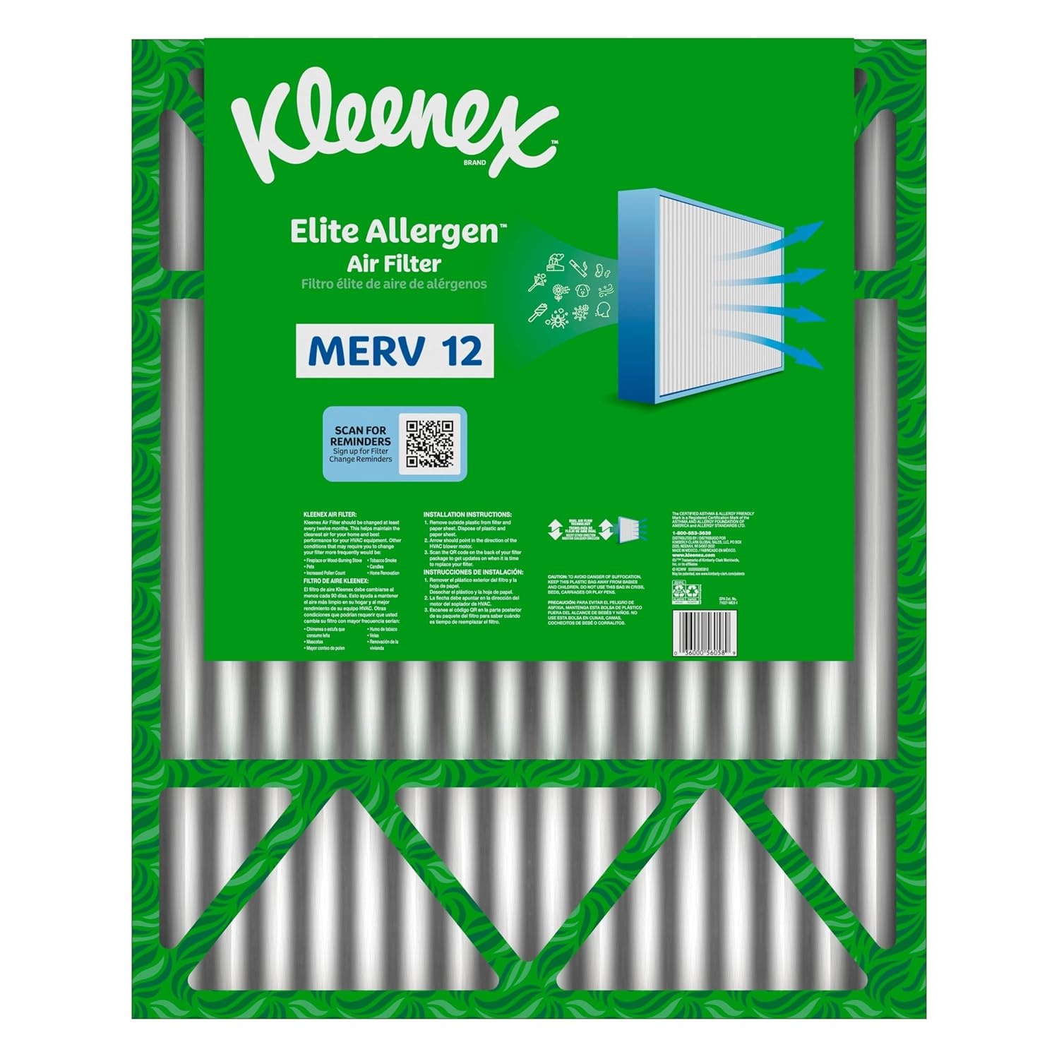 image:imageKleenex Elite Allergen Air Filter 20x25x4 Inches 12 MERV RATING 2Pack20x25x5