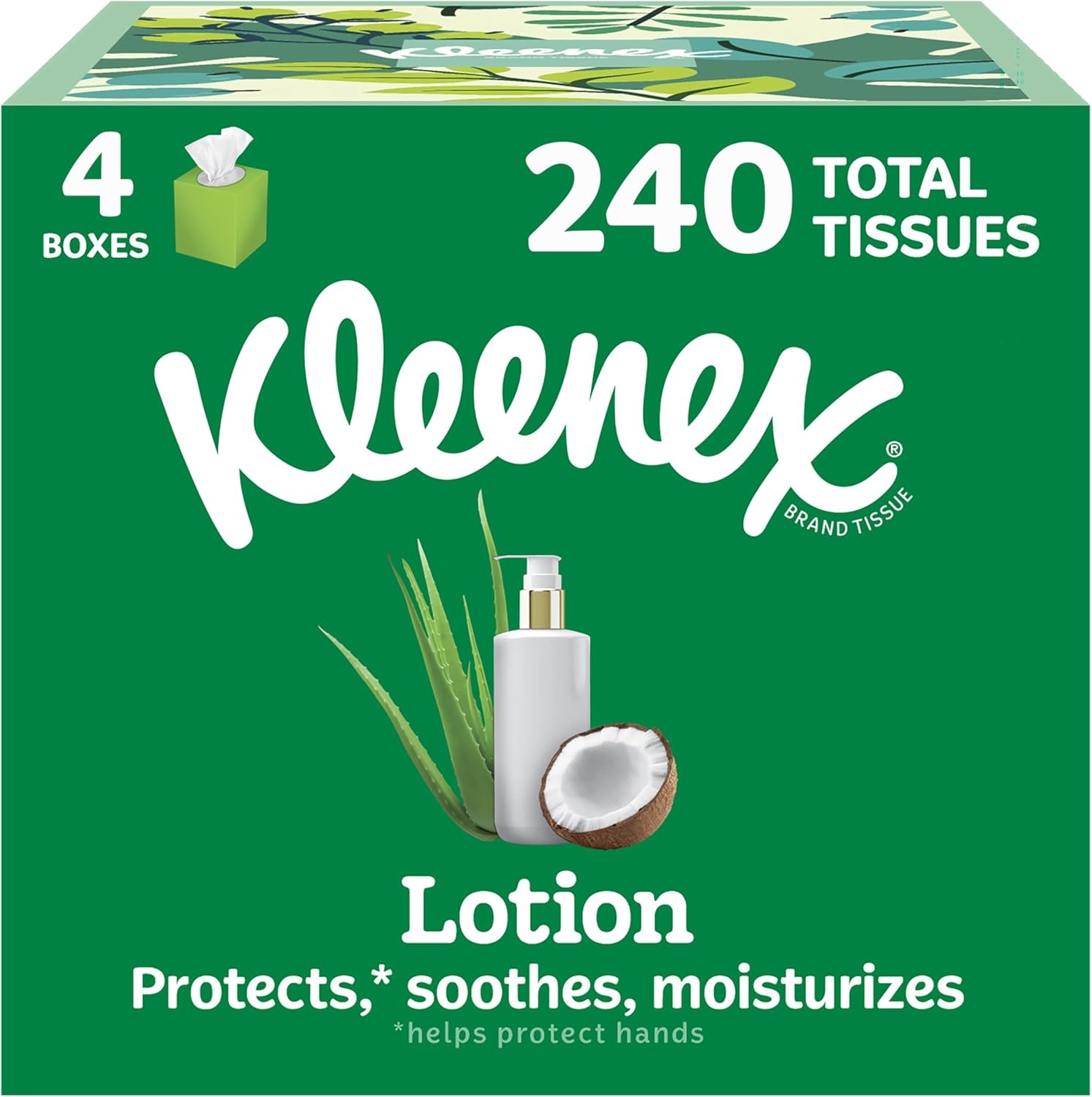 image:imageKleenex Lotion Facial Tissues with Coconut Oil 8 Cube Boxes 80 Tissues Per Box 3PlyWhite