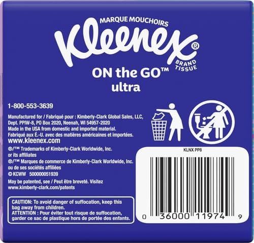 image:imageKleenex OnTheGo Facial Tissues 72 OnTheGo Packs 3 Trays of 24 Packs 10 Tissues per Box 720 Total 3Ply Packaging May VaryWhite
