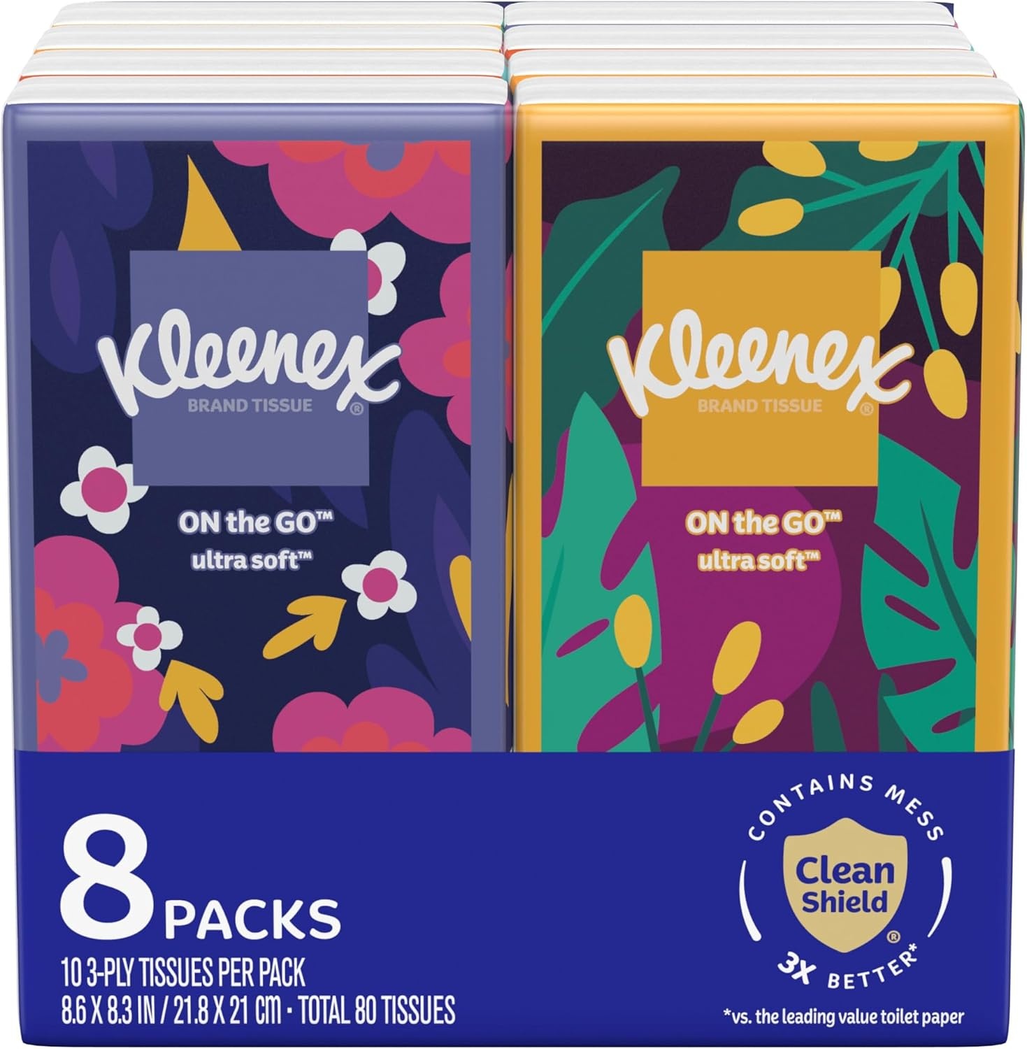 image:imageKleenex OnTheGo Facial Tissues 72 OnTheGo Packs 3 Trays of 24 Packs 10 Tissues per Box 720 Total 3Ply Packaging May VaryWhite