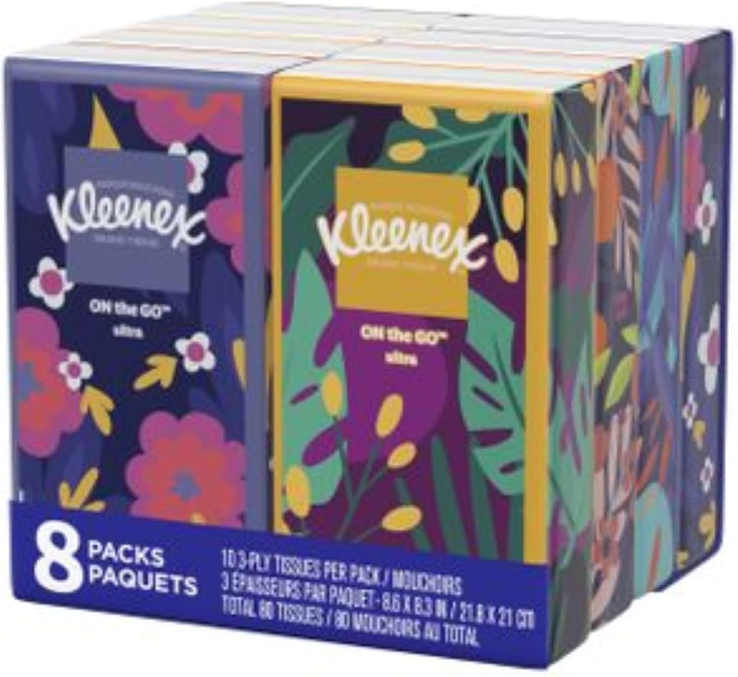 image:imageKleenex OnTheGo Facial Tissues 72 OnTheGo Packs 3 Trays of 24 Packs 10 Tissues per Box 720 Total 3Ply Packaging May VaryWhite