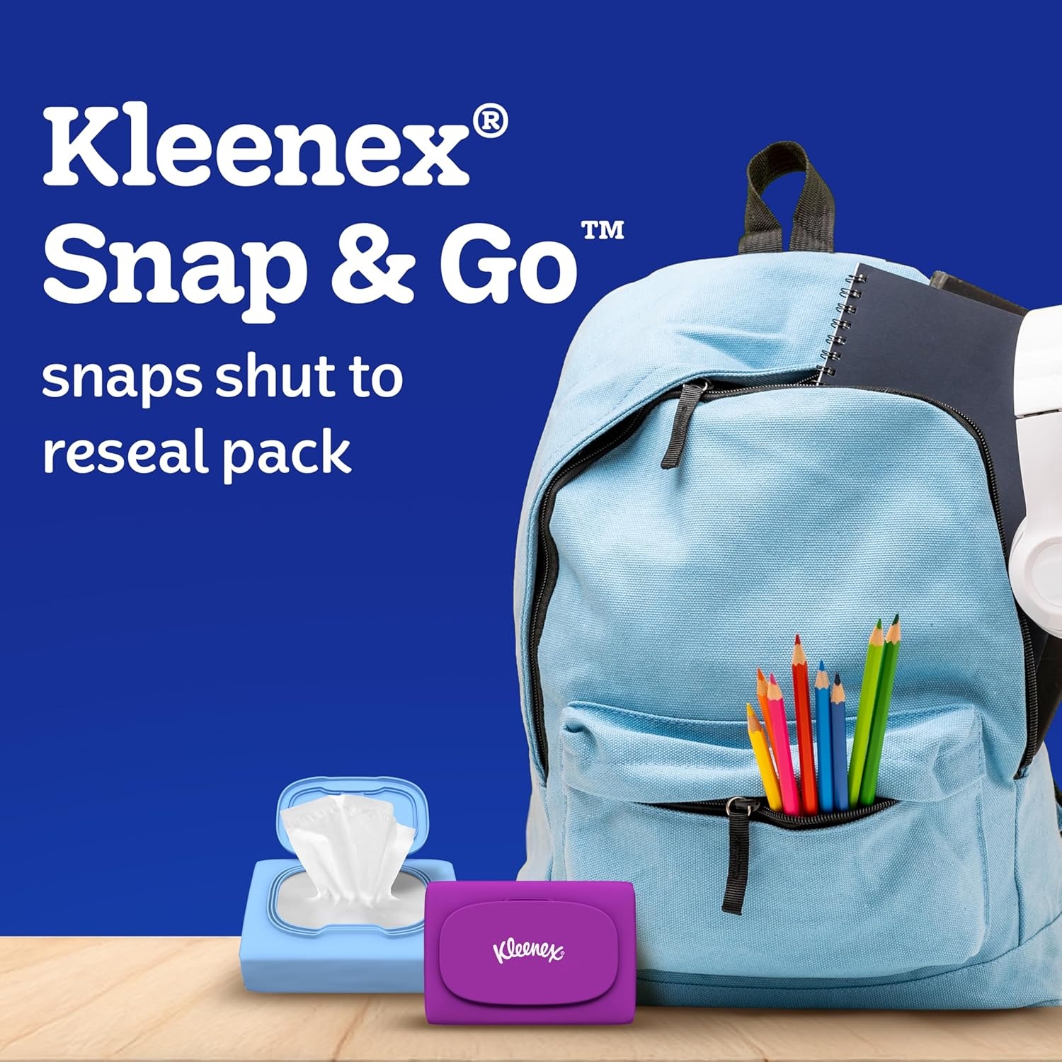 image:imageKleenex Snap amp Go Ultra Soft Facial Tissues 4 OntheGo Packs 25 Tissues per Pack 3Ply Packaging May Vary4 Pack 25 Tissue Packs