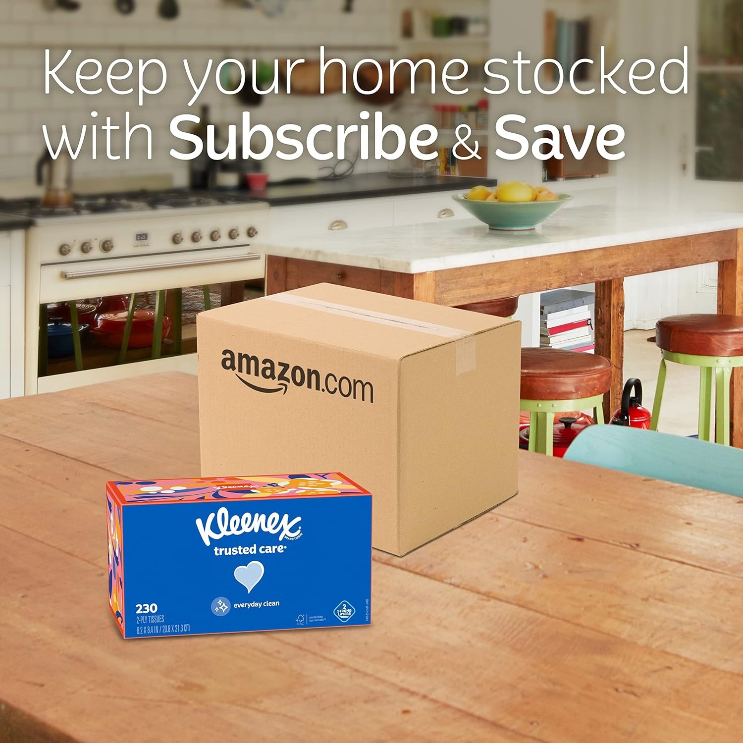 image:imageKleenex Trusted Care Facial Tissues 8 Flat Boxes 200 Tissues per Box 2Ply Packaging May VaryWhite