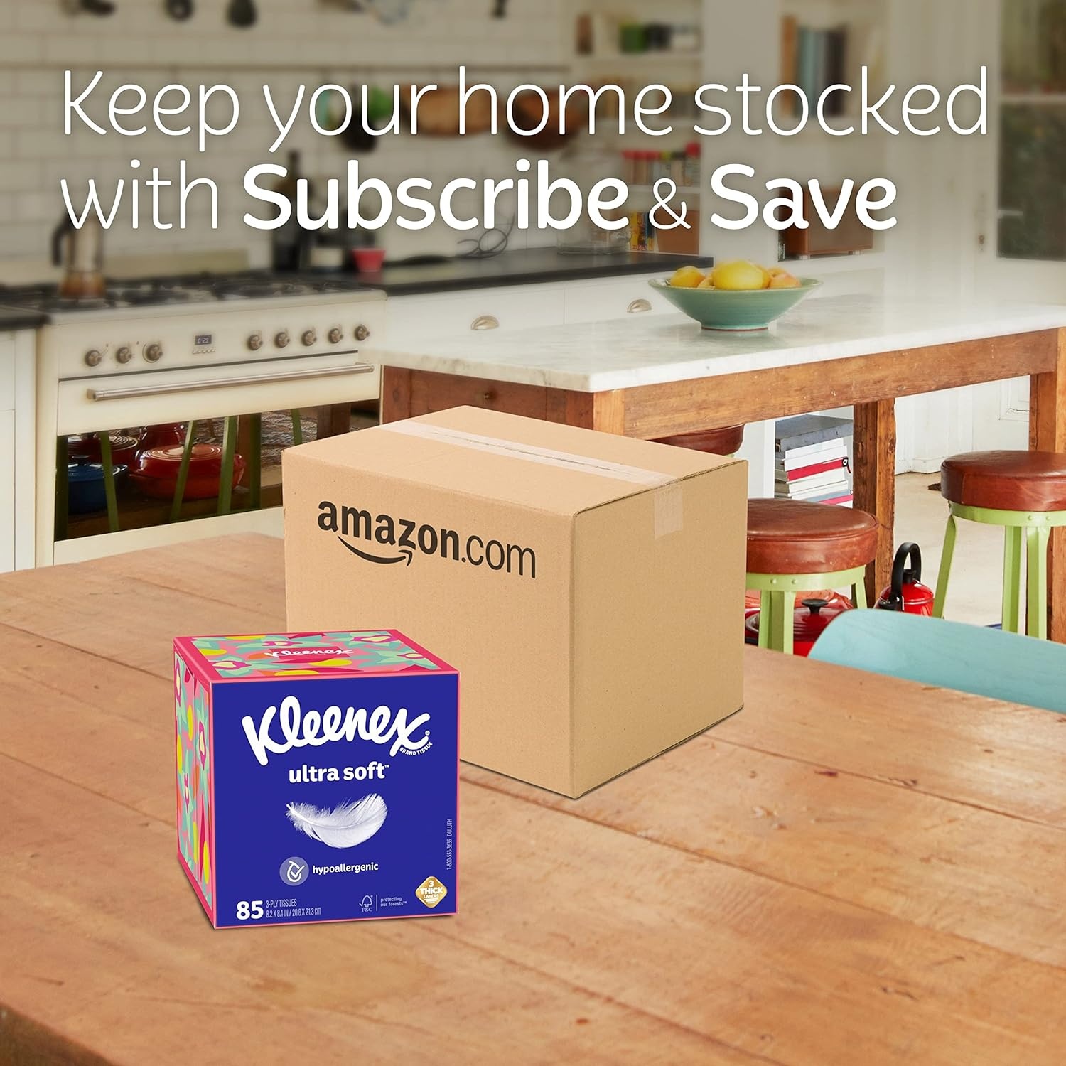 image:imageKleenex Ultra Soft Facial Tissues 8 Cube Boxes 80 Tissues per Box 3Ply Packaging May VaryWhite