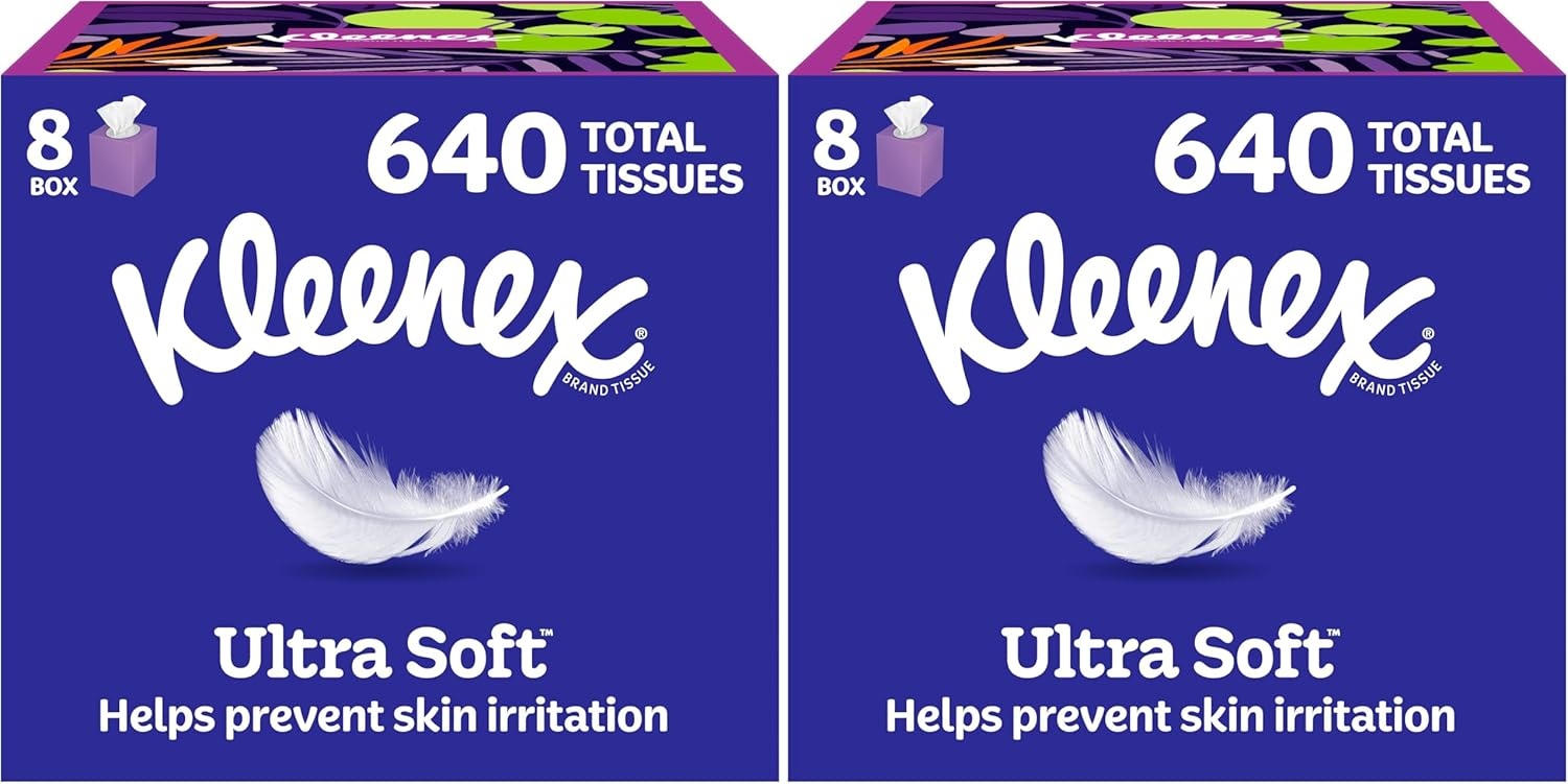 image:imageKleenex Ultra Soft Facial Tissues 8 Cube Boxes 80 Tissues per Box 3Ply Packaging May VaryWhite