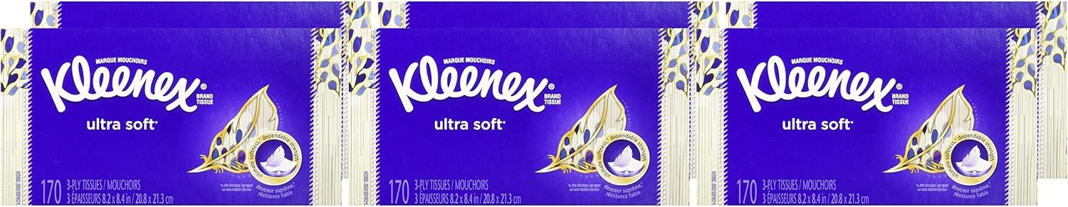 image:imageKleenex Ultra Soft Facial Tissues 8 Flat Boxes 180 Tissues per Box 3Ply Packaging May Vary170 Count Pack of 6