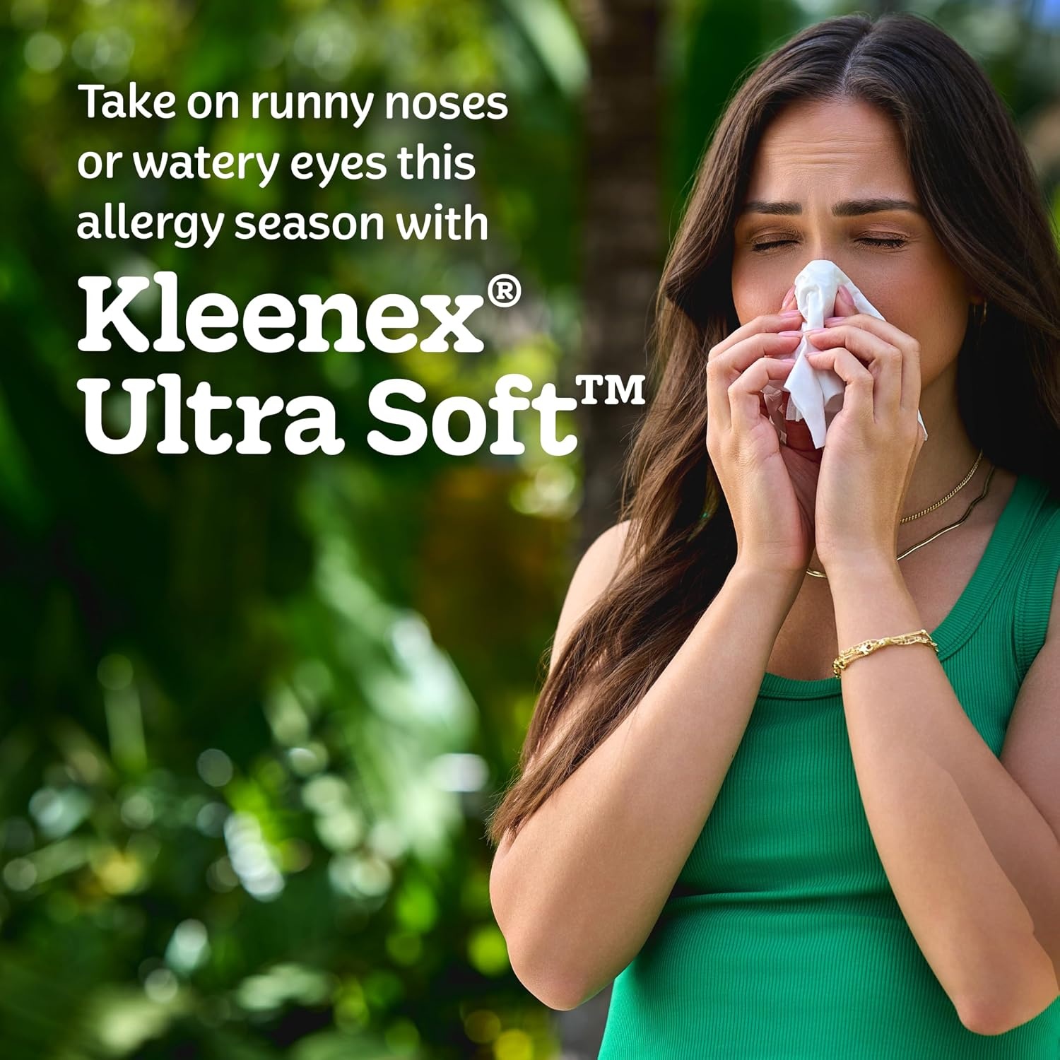 image:imageKleenex Ultra Soft Facial Tissues 8 Flat Boxes 180 Tissues per Box 3Ply Packaging May Vary180 Tissues Pack of 8