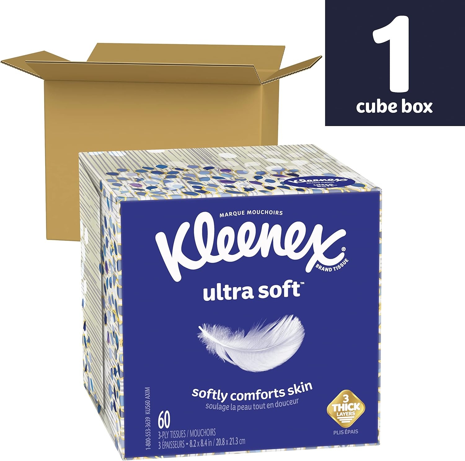 image:imageKleenex Ultra Soft Facial Tissues 8 Flat Boxes 180 Tissues per Box 3Ply Packaging May Vary60 Count Pack of 1