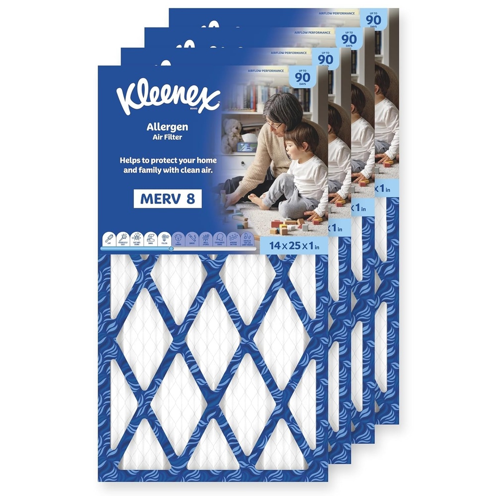 image:imageKleenex Allergen Air Filter 16x25x1 Inches 8 MERV RATING 4Pack14x25x1