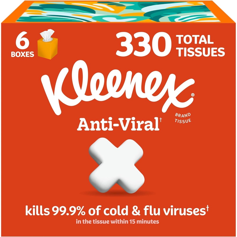 image:imageKleenex AntiViral Facial Tissues 6 Cube Boxes 55 Tissues per Box 3Ply 330 Total Packaging May VaryWhite