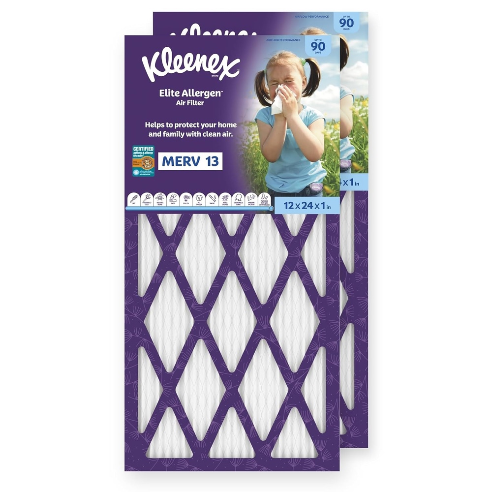 image:imageKleenex Elite Allergen Air Filter 16x25x1 Inches 13 MERV RATING 2Pack12x24x1