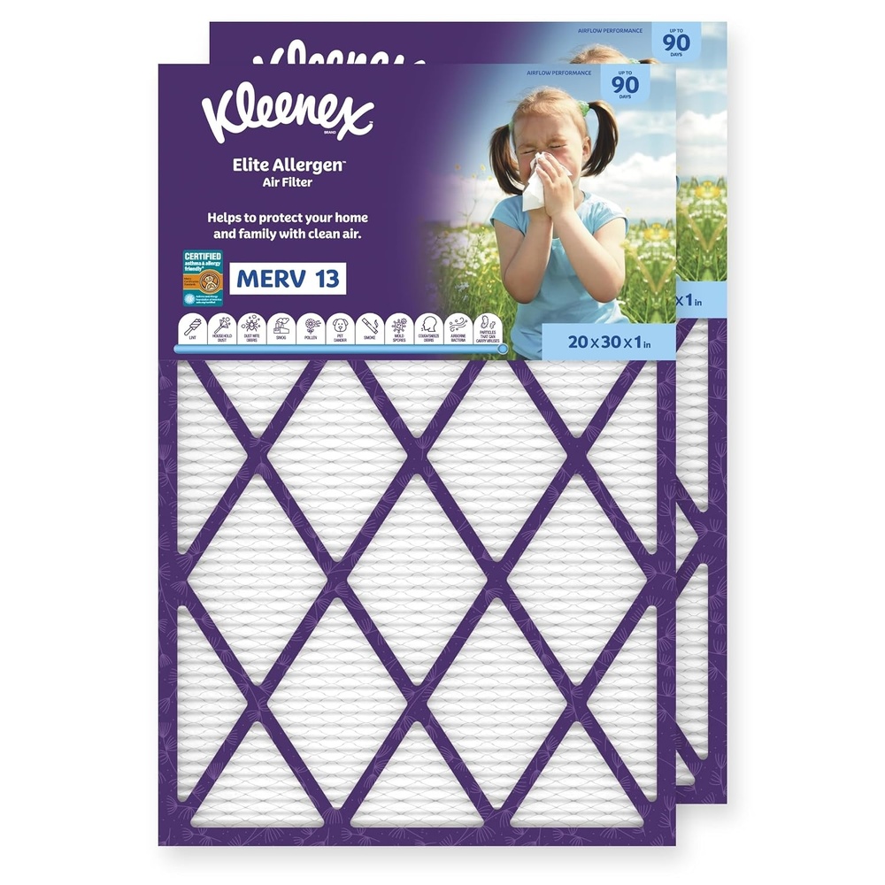 image:imageKleenex Elite Allergen Air Filter 16x25x1 Inches 13 MERV RATING 2Pack20x30x1