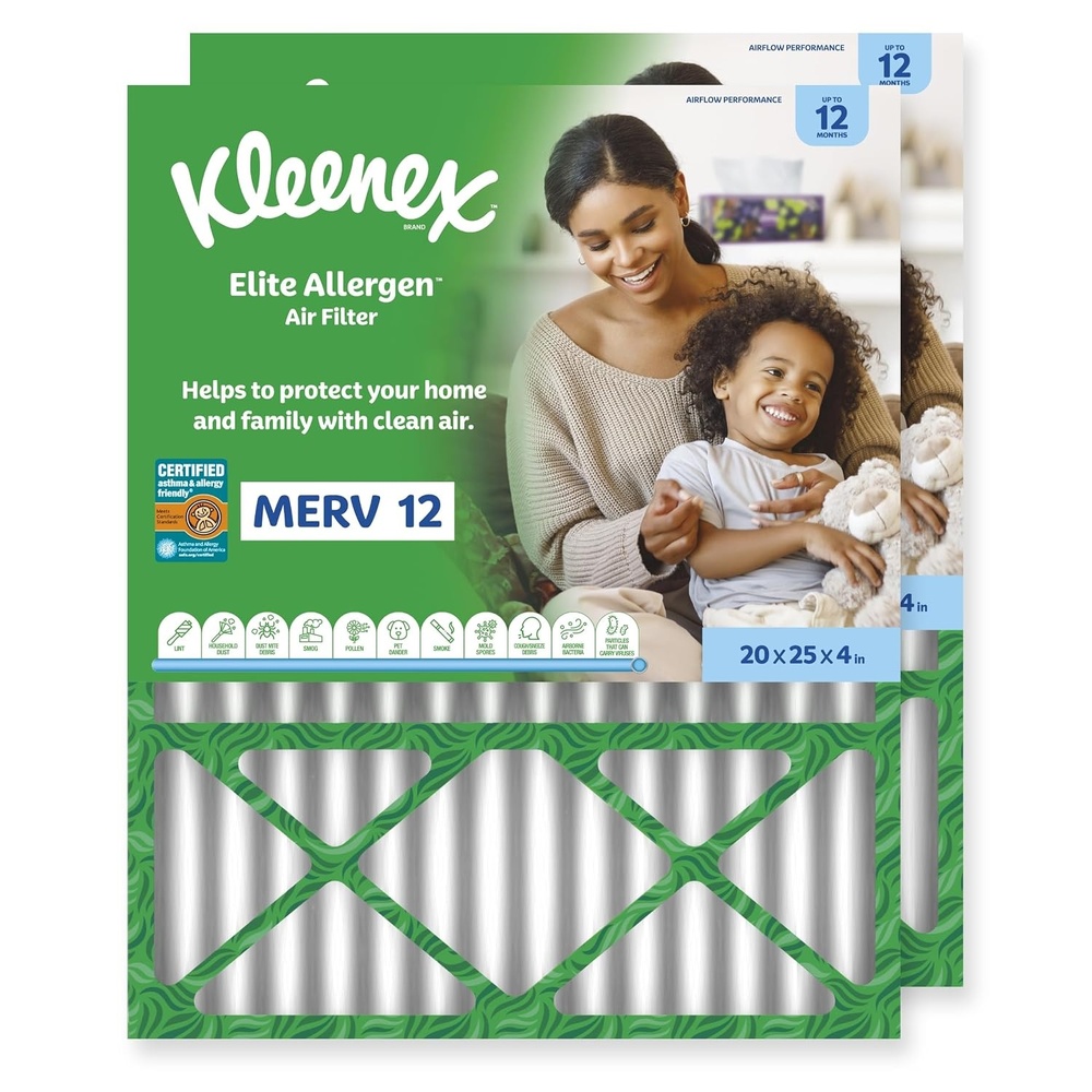 image:imageKleenex Elite Allergen Air Filter 20x25x4 Inches 12 MERV RATING 2Pack20x25x4