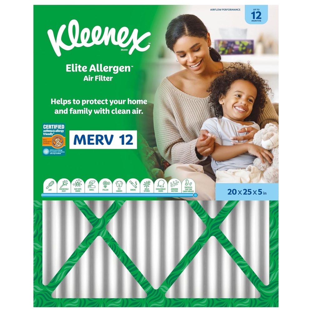 image:imageKleenex Elite Allergen Air Filter 20x25x4 Inches 12 MERV RATING 2Pack20x25x5