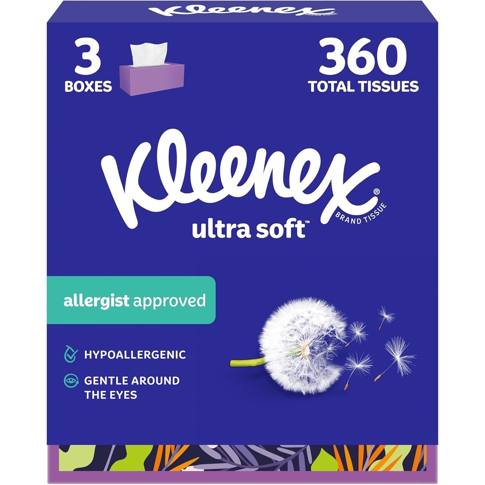 image:imageKleenex Ultra Soft Facial Tissues 8 Flat Boxes 180 Tissues per Box 3Ply Packaging May Vary120 Count Pack of 3