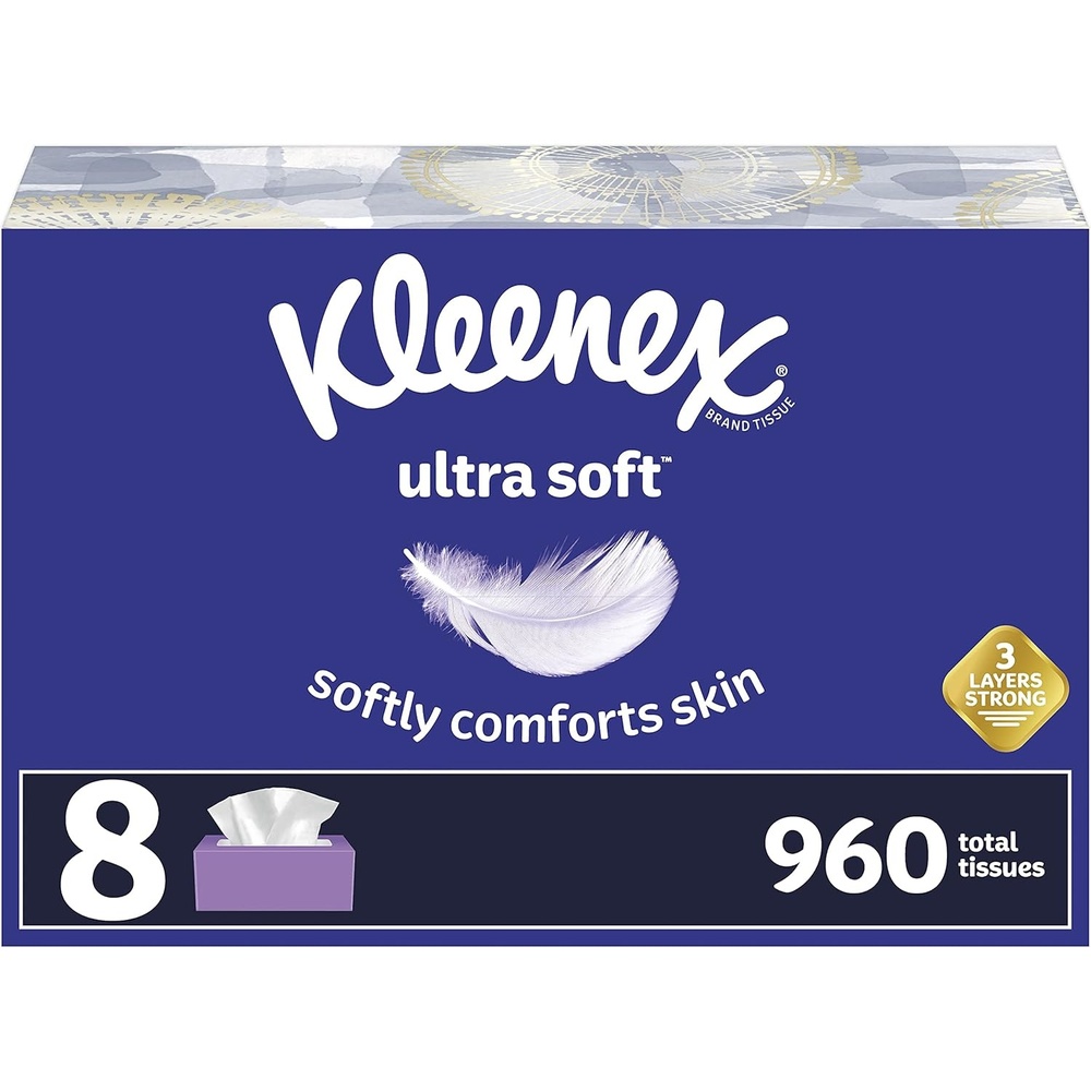 image:imageKleenex Ultra Soft Facial Tissues 8 Flat Boxes 180 Tissues per Box 3Ply Packaging May Vary120 Count Pack of 8