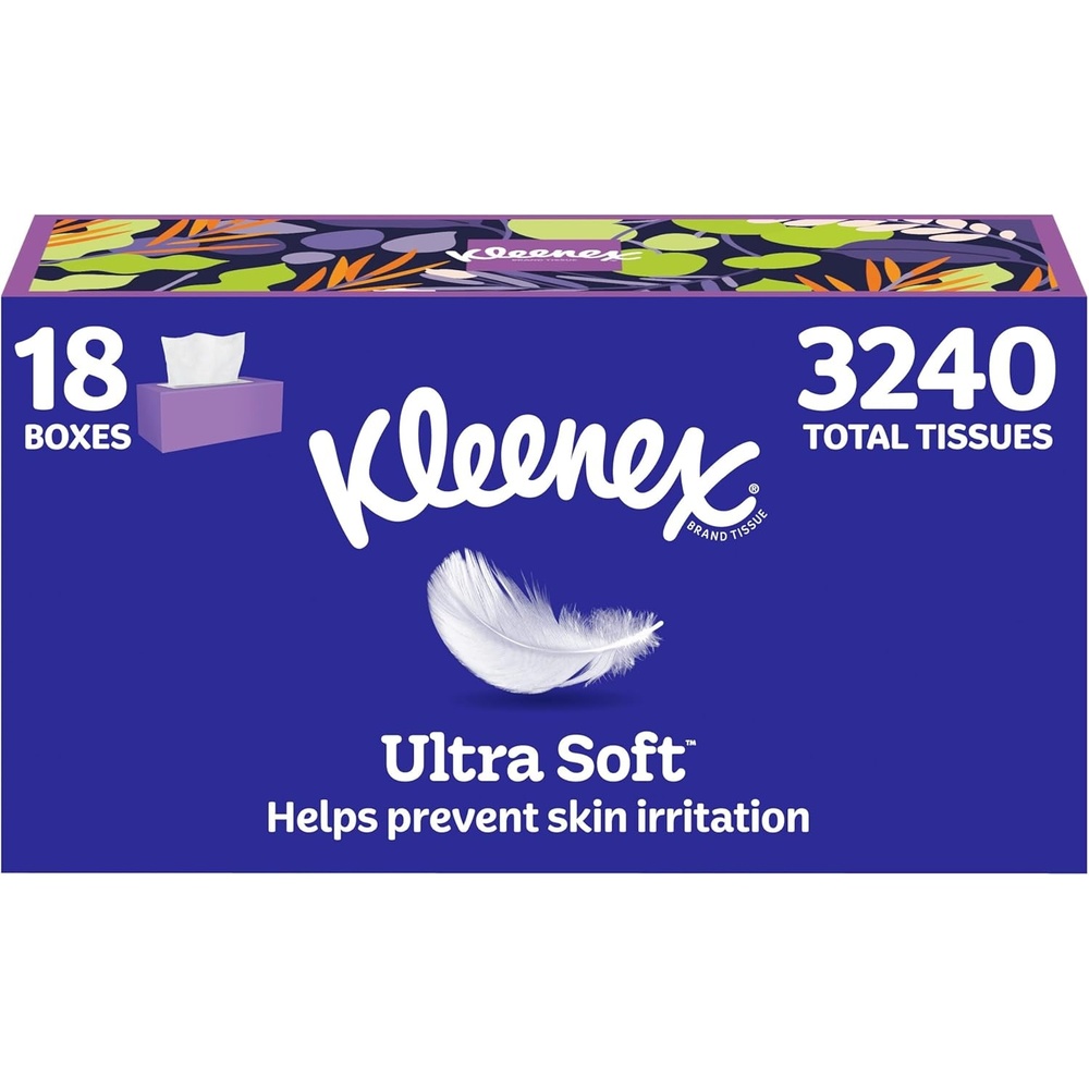 image:imageKleenex Ultra Soft Facial Tissues 8 Flat Boxes 180 Tissues per Box 3Ply Packaging May Vary180 Count Pack of 18