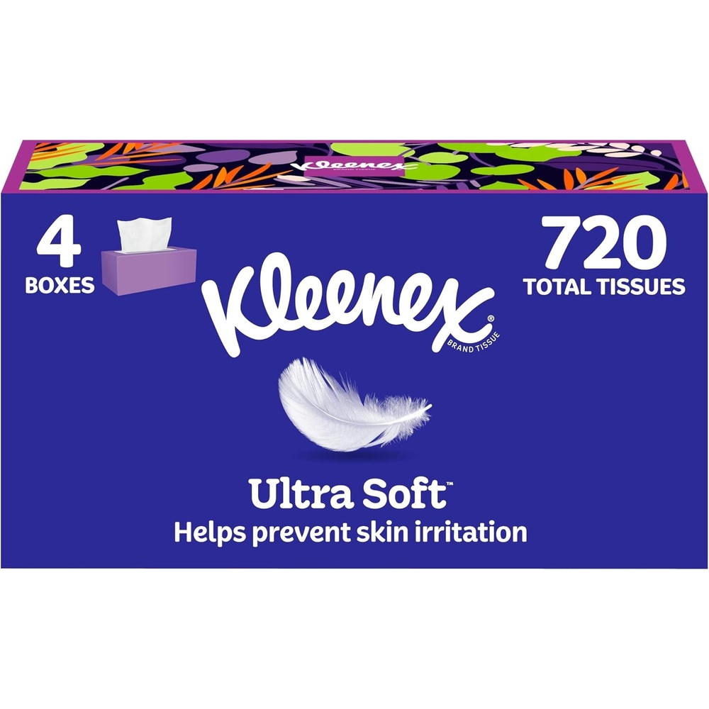 image:imageKleenex Ultra Soft Facial Tissues 8 Flat Boxes 180 Tissues per Box 3Ply Packaging May Vary180 Tissues Pack of 4