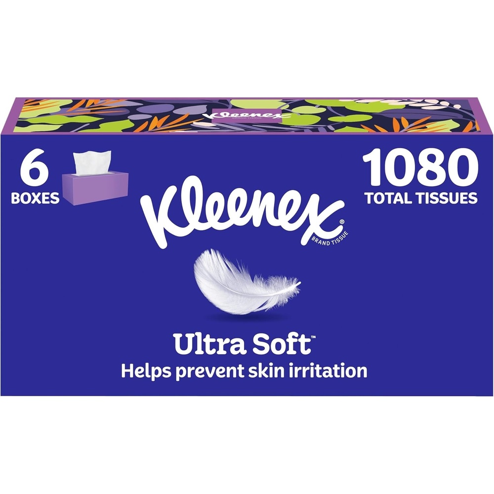 image:imageKleenex Ultra Soft Facial Tissues 8 Flat Boxes 180 Tissues per Box 3Ply Packaging May Vary180 Tissues Pack of 6