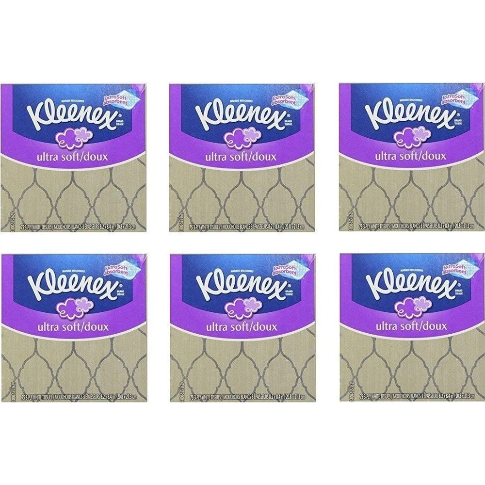image:imageKleenex Ultra Soft Facial Tissues 8 Flat Boxes 180 Tissues per Box 3Ply Packaging May Vary75 Count Pack of 6