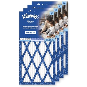 Kleenex Allergen Air Filter 16x25x1 Inches – 8 MERV RATING (4-Pack)(12x24x1)