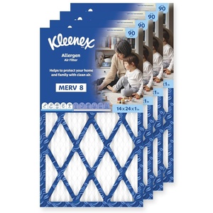 Kleenex Allergen Air Filter 16x25x1 Inches – 8 MERV RATING (4-Pack)(14x24x1)