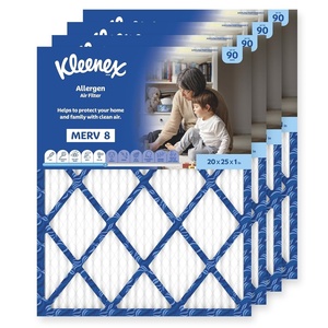 Kleenex Allergen Air Filter 16x25x1 Inches – 8 MERV RATING (4-Pack)(20x25x1)