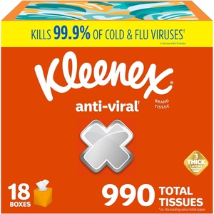 Kleenex Anti-Viral Facial Tissues, 6 Cube Boxes, 55 Tissues per Box, 3-Ply (330 Total), Packaging May Vary(NEW)