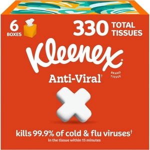 Kleenex Anti-Viral Facial Tissues, 6 Cube Boxes, 55 Tissues per Box, 3-Ply (330 Total), Packaging May Vary(White)