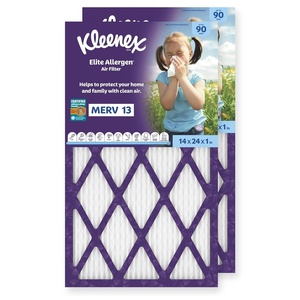 Kleenex Elite Allergen Air Filter 16x25x1 Inches – 13 MERV RATING (2-Pack)(14x24x1)