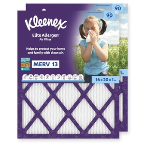 Kleenex Elite Allergen Air Filter 16x25x1 Inches – 13 MERV RATING (2-Pack)(16x20x1)