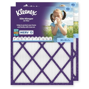 Kleenex Elite Allergen Air Filter 16x25x1 Inches – 13 MERV RATING (2-Pack)(20x25x1)