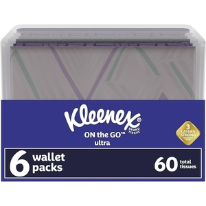 Kleenex On-The-Go Facial Tissues, 72 On-The-Go Packs (3 Trays of 24 Packs), 10 Tissues per Box (720 Total), 3-Ply, Packaging May Vary(White)
