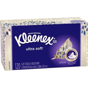 Kleenex Ultra Soft Facial Tissues, 8 Flat Boxes, 180 Tissues per Box, 3-Ply, Packaging May Vary(120 Count (Pack of 1))