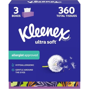 Kleenex Ultra Soft Facial Tissues, 8 Flat Boxes, 180 Tissues per Box, 3-Ply, Packaging May Vary(120 Count (Pack of 3))